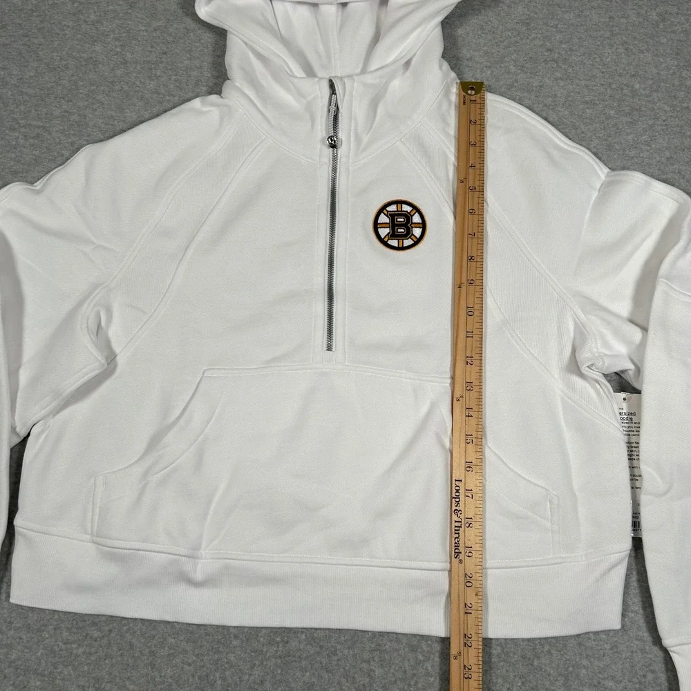 Lululemon Boston Bruins Scuba Hoodie Womens M/L White Oversized Half Zip NEW NET